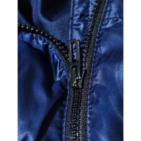 Adidas Itavic 3-Stripes Mens L Blue Hooded Puffer Jacket Full Zip Winter Coat